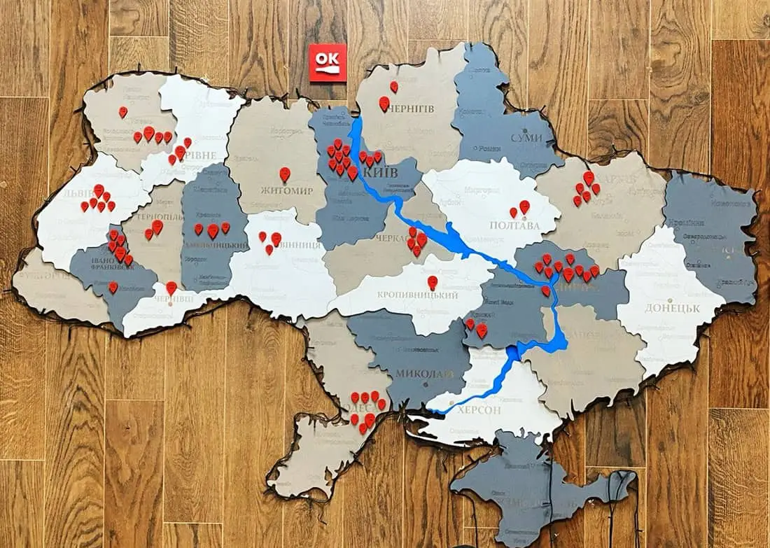 розташуванняагазинівOkWine на карті України